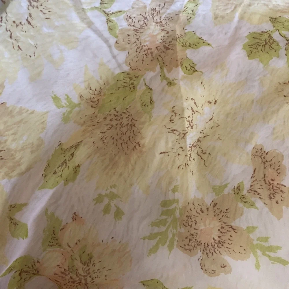 Vintage 70s Chiffon Fabric Golden Yellow Orange Floral 3 Yards 50
